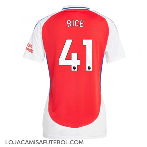 Camisa de Futebol Arsenal Declan Rice #41 Equipamento Principal Mulheres 2024-25 Manga Curta